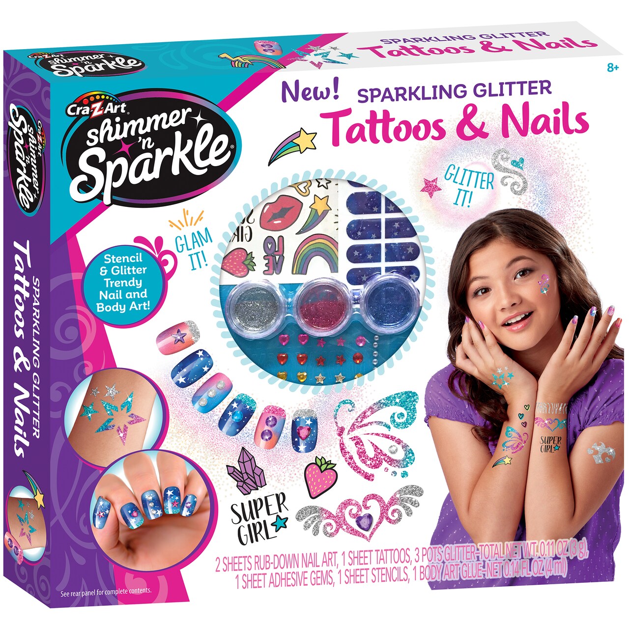 Shimmer 'N Sparkle: DIY Sparkling Glitter Tattoos & Nails, Ages 8+